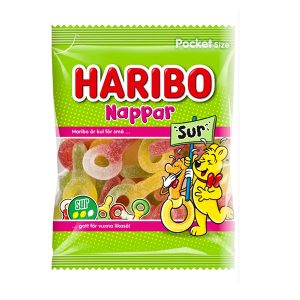 Original Haribo Nappar gummy jelly 80gr - Sour Fruits
